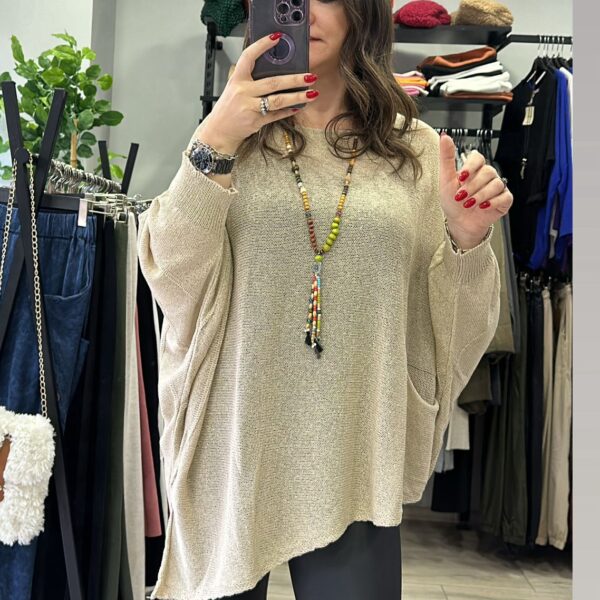 Bej Asimetrik Tek Cep Merserize