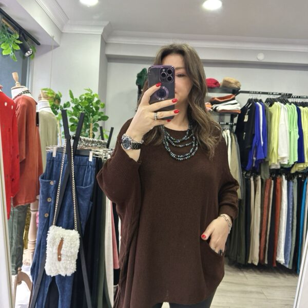 Kahve Asimetrik Tek Cep Merserize